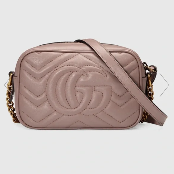 Gucci GG marmont matelasse nude dusty pink crossbody shoulder bag - Picture 15 of 17
